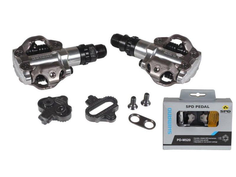 Pedals MTB Shimano PD-M520  colour silver inc. cleats packed in box