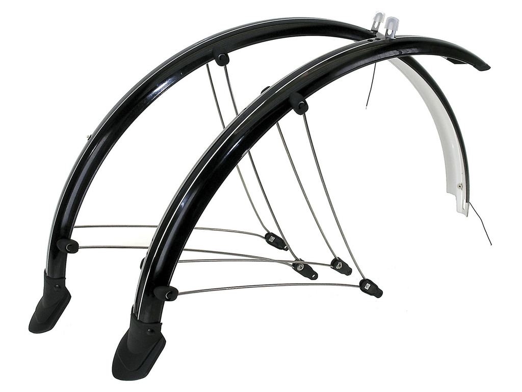 Fenders flexible plastic MTB for 26" wheels + mudflaps + struts width 60mm colour black