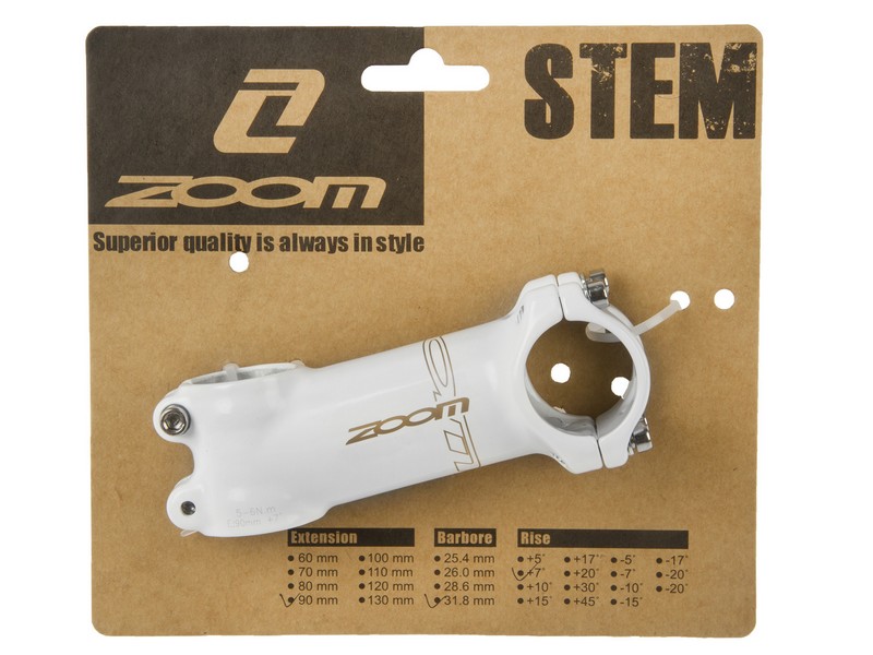 Stem Zoom A-head 1 1/8 length 110mm for handlebars diam. 31,8mm weight 297g angle 7° colour white