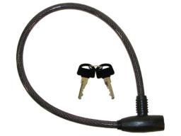 Paddlock cable M-WAVE 12x600mm reinforced,smoke colour, 2 keys.