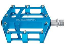 Pedály BMX-DH EXUSTAR E-PB525-AG Alu CNC průmyslová ložiska barva modrá Cr-Mo osa-vyměnitelné piny hmotnost 358g
