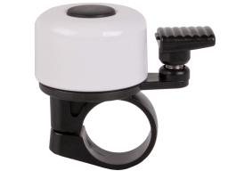 Ocelový mini zvonek na kolo, bílý