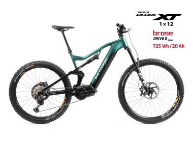 Celoodpružené elektrokolo  MTB 29"/27,5" Lee Cougan E-Quest – Brose S / 725 Wh, 20 Ah / Shimano XT 1x12 , velikost M – 17,5" – barva černo-military green lesklá