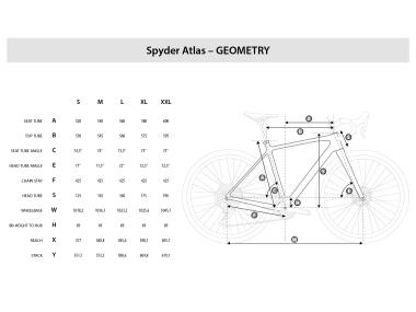 Gravel/cyklokros rámový set Spyder Atlas – celokarbonový rám + celokarbonová vidlice – pro kotoučové brzdy, velikost S – 52 cm