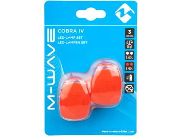 M-WAVE Cobra IV sada světel na baterie, červená barva