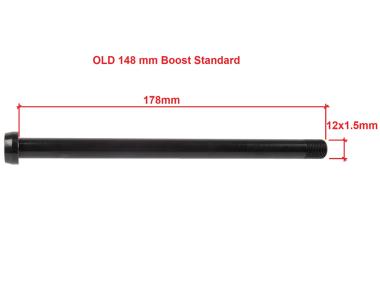 Pevná osa M-WAVE M12xP1,5  , délka 178mm,  materiál Alu, barva černá, imbus vel. 6mm