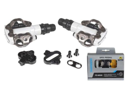 Shimano PD-M520 pedals MTB colour white inc. cleats, packed in a box