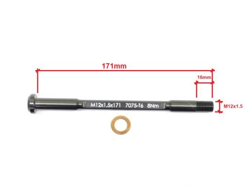 Pevná osa náboje Alu CNC Superlight ,zadní  12mm x 1,5 - 16mm,  délka 171mm