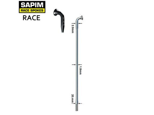 Drát Sapim Race Double butted 2,0/1,8/2,0mm x 290mm, bez niple
