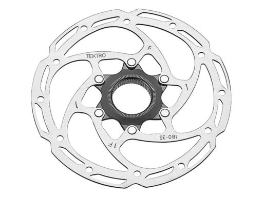 TEKTRO TR180-35  brzdový kotouč 180mm Center Lock  -  vnitřní + vnější ozubení matice