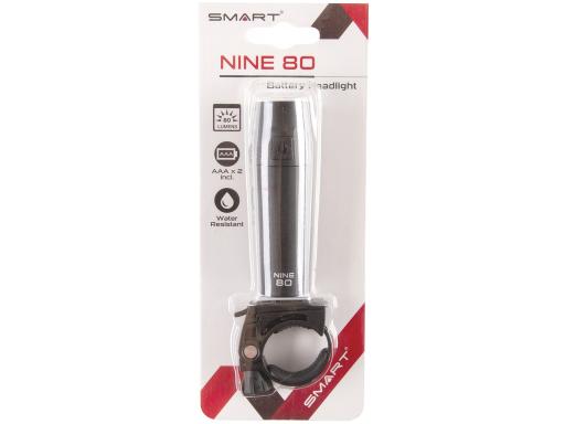 Světlo přední SMART Nine 80  svítivost 15 lux  1x NICHIA LED dioda - ultrasvítivá. baterií