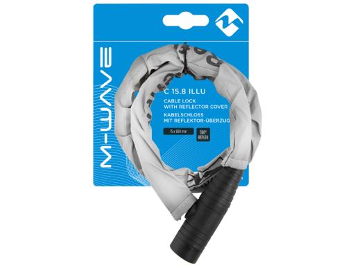 M-WAVE C 15.8 Illu C 15x800mm cable lock with reflector cover