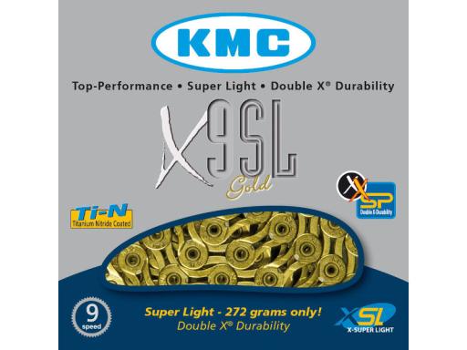 KMC X9 SL chain 9s, gold