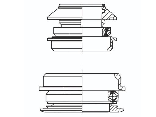 Hlavové složení  M-WAVE ZS44/56 C semi- integrované 1-1/8"- 1-1/2" (=1,5) TAPERED A-Head-ALU ložiskové