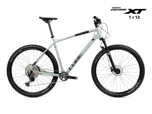 Kolo MTB 29" Cube Attention Shimano Deore XT/SLX 1x12, velikost L – 18", zelenošedá